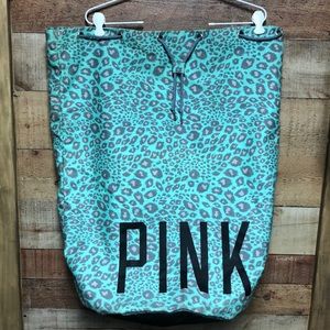 Victoria’s Secret PINK Leopard Print canvas travel laundry bag RARE